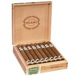 Casa Fernandez Miami Toro Cigars 15Ct. Box, opened wooden cigar humidor with 15 cigars neatly arranged inside and Miami logo on the lid. Casa Fernandez Miami Toro Cigars 15Ct. Box, opened wooden cigar humidor with 15 cigars neatly arranged inside and Miami logo on the lid.