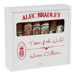 Alec Bradley Taste of the World Short Series Cigars Sampler 6Ct, image of the cigar sampler box with six cigars inside, showcasing variety in packaging.