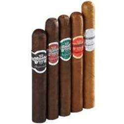 Macanudo Inspirado Cigar Sampler 5Ct, image of five assorted cigars in different flavors including darker and lighter wrappers.