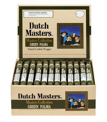 Altadis Dutch Masters Green Palma Cigars Box, display of cigars inside a cardboard box with a decorative label and artwork. Altadis Dutch Masters Green Palma Cigars Box, display of cigars inside a cardboard box with a decorative label and artwork.