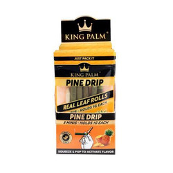 King Palm Mini Rolls 15/5PK Pine Drip, packaging with multiple mini leaf rolls and pineapple flavor images. King Palm Mini Rolls 15/5PK Pine Drip, packaging with multiple mini leaf rolls and pineapple flavor images.