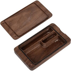 Marley Natural Black Walnut Wood Small Case, open wooden storage box with compartments for accessories or valuables.