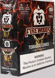 Fire Leaf Firewoods Natural Leaf Cones 15Ct, image of the product packaging showing the Fire Woods branding and tobacco cone packs. Fire Leaf Firewoods Natural Leaf Cones 15Ct, image of the product packaging showing the Fire Woods branding and tobacco cone packs.