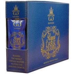 Grabba Leaf Tobacco GG Royal Dark Grabba Leaf 25Ct, blue packaging with gold lettering and design for herbal tobacco product.