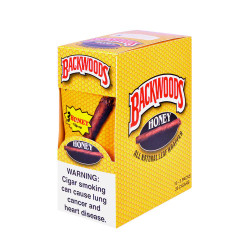 Altadis Backwoods Honey Cigars 10 Packs of 3, yellow packaging with honeycomb design and honey-flavored cigars.