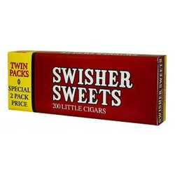 Swisher International Swisher Sweets Little Cigars Regular Twin Pack, red packaging box with white and yellow text indicating twin packs and special 2 pack price. Swisher International Swisher Sweets Little Cigars Regular Twin Pack, red packaging box with white and yellow text indicating twin packs and special 2 pack price.