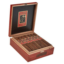 AJ Fernandez La Gran Llave Maduro by AJ Fernandez Torpedo Cigars 20Ct. Box, an open wooden cigar box containing 20 torpedo cigars with the brand's logo on the labels inside the lid.