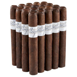 Villazon Maduro Cigars, a bunch of premium dark brown cigars with white labels.