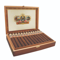 Ashton Cigars Ashton Estate Sun Grown 20-Year Salute Cigars 25 Ct. Box, open wooden cigar box displaying 25 cigars with detailed band, interior and exterior branding. Ashton Cigars Ashton Estate Sun Grown 20-Year Salute Cigars 25 Ct. Box, open wooden cigar box displaying 25 cigars with detailed band, interior and exterior branding.