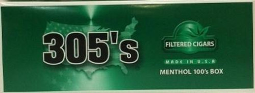 Dosal Tobacco 305's Filtered Cigars Menthol, green packaging with the product name and description
