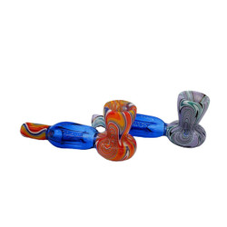4" Wig-Wag Old-School Hand Pipe Hpb-23 (2 Pack), colorful glass hand pipes with swirl patterns in orange, purple, black, and blue.