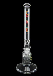 Roor Glass 14" Snapper - Bongs, clear glass bong with colorful floral design, tall cylindrical shape, and sturdy base.