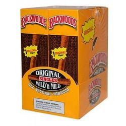 Altadis Backwoods Original Cigars 24Ct, box of cigars with orange and brown packaging, featuring the Backwoods logo and labels indicating original flavor and Natural Tobacco. Altadis Backwoods Original Cigars 24Ct, box of cigars with orange and brown packaging, featuring the Backwoods logo and labels indicating original flavor and Natural Tobacco.