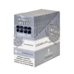 Swisher International Swisher Sweets Cigarillo Diamond 10 Packs of 5, foil wrapped cigarillo packs in a display box. Swisher International Swisher Sweets Cigarillo Diamond 10 Packs of 5, foil wrapped cigarillo packs in a display box.