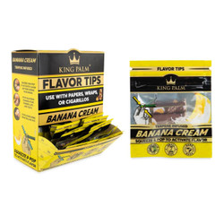 King Palm Wraps King Palm Banana Cream Filter Tips 50/2, image of banana cream flavored terpene-infused filter tips for rolling.