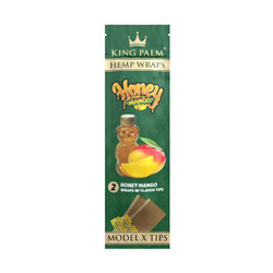 King Palm Wraps King Palm Hemp Wraps w/ Paper Tips, box of honey mango flavored hemp wraps with paper tips and flavor profile illustration King Palm Wraps King Palm Hemp Wraps w/ Paper Tips, box of honey mango flavored hemp wraps with paper tips and flavor profile illustration
