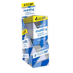 King Palm Wraps Natty Hemp Wraps 15/4PK, image of multiple packs of Natty organic hemp wraps in blue and white packaging with yellow promotional labels.