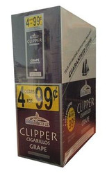 Global Tobacco Clipper Cigarillos Grape, box of 15 pouches containing 4 cigarillos each for a grape flavor" Global Tobacco Clipper Cigarillos Grape, box of 15 pouches containing 4 cigarillos each for a grape flavor"
