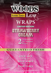 Good Times Sweet Woods Strawberry Cream Leaf Wraps, 30 Packs of 2, limited edition all natural flavored wraps with strawberry cream taste on a pink leaf background. Good Times Sweet Woods Strawberry Cream Leaf Wraps, 30 Packs of 2, limited edition all natural flavored wraps with strawberry cream taste on a pink leaf background.