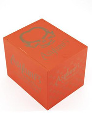 Asylum 13 Connecticut Robusto Cigars 25Ct. Box, orange packaging with a black skull logo and brand name on the top and sides. Asylum 13 Connecticut Robusto Cigars 25Ct. Box, orange packaging with a black skull logo and brand name on the top and sides.