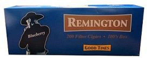 Remington Filtered Cigars Blueberry, image of the product packaging in blue with the Remington logo and Blueberry flavor indication Remington Filtered Cigars Blueberry, image of the product packaging in blue with the Remington logo and Blueberry flavor indication