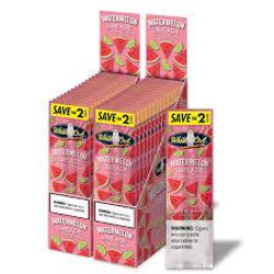 Swedish Match White Owl Cigarillos Watermelon Limeade 30 Pouches of 2, display of colorful watermelon limeade flavored cigarillos in pink and green packaging with a promotional 