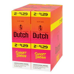 Altadis Dutch Masters Foil Cigarillos Sunset Dream Fusion 30 Pouches of 2, colorful cigarette packaging with pink and yellow accents featuring the Dutch Masters logo and flavor name. Altadis Dutch Masters Foil Cigarillos Sunset Dream Fusion 30 Pouches of 2, colorful cigarette packaging with pink and yellow accents featuring the Dutch Masters logo and flavor name.