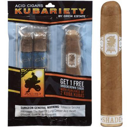 Drew Estate Acid Cigars Variety Cigar Sampler Kuba Kuba Robusto 3ct, packaged cigar assortment with individual cigars featuring branded bands and packaging design. Drew Estate Acid Cigars Variety Cigar Sampler Kuba Kuba Robusto 3ct, packaged cigar assortment with individual cigars featuring branded bands and packaging design.
