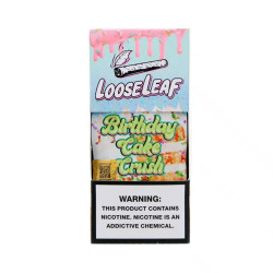 Loose Leaf Grabba Crush Tobacco 10ct, colorful packaging with vibrant designs and warning label on the front.