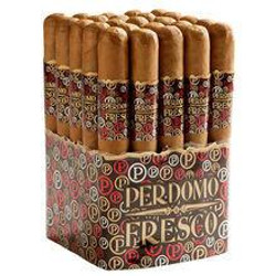 Perdomo Fresco Cigars Robusto Maduro 25 Ct, display of neatly arranged cigars in colorful packaging. Perdomo Fresco Cigars Robusto Maduro 25 Ct, display of neatly arranged cigars in colorful packaging.