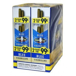 Swedish Match White Owl Cigarillos Blue, packaging of 30 pouches each containing 2 cigarillos, in a blue and yellow box. Swedish Match White Owl Cigarillos Blue, packaging of 30 pouches each containing 2 cigarillos, in a blue and yellow box.