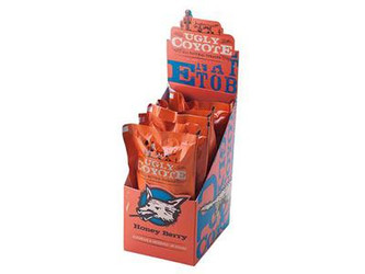Ugly Coyote Cigars Honey Berry 5/8 Packs, display box containing multiple honey berry flavored cigars in orange packaging with a coyote graphic. Ugly Coyote Cigars Honey Berry 5/8 Packs, display box containing multiple honey berry flavored cigars in orange packaging with a coyote graphic.