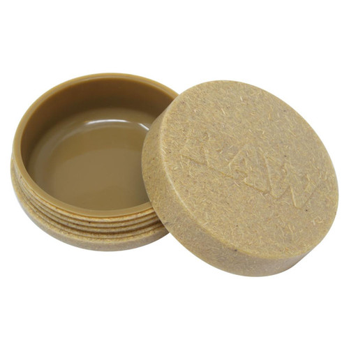 RAW Magnetic Low Profile Plant Based Stash Jar, round beige stash jar with magnetic lid and smooth interior.