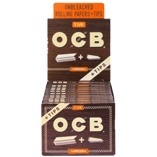 OCB Virgin Unbleached Papers  1 1/4 & Tips 24 Packs