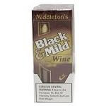 John Middleton Black & Mild Wine Cigars Pack, a box of wine-flavored cigars with black and gold packaging design