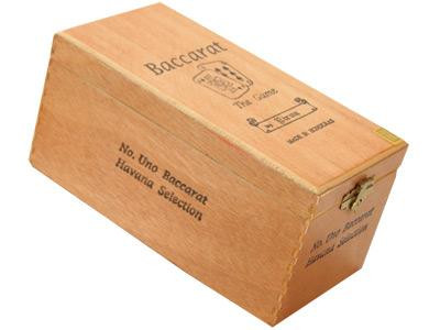Baccarat Cigars No.1 Natural 25 Ct. Box 7.00X44, wooden cigar box with Baccarat branding and vintage style label.