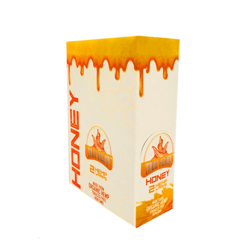 True Hemp Wraps Honey 25/2, product packaging box with honey-themed design and hemp wrap branding.