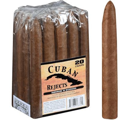 Cuban Rejects Cigars Torpedo Natural 20 Ct Bundle, image showing a pack of 20 natural cigars with one cigar placed beside the bundle.