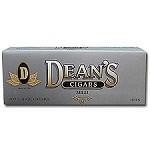 Deans Cigars Deans Large Filtered Cigars Mild, rectangular gray and black box of filtered cigars with Deans logo and product name on the front