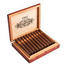 1502 Cigars Ruby Torpedo Box Pressed 20Ct, wooden cigar box opened showing 20 torpedo-shaped cigars arranged neatly inside