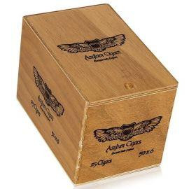 Asylum Toro Cigars 25Ct. Box, wooden cigar box with Asylum Cigars logo featuring a winged design.