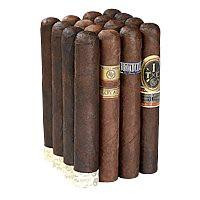 Rocky Patel Big-Ring Cigars Sampler 16Ct, display of 16 assorted cigars with large ring gauges and varied cigar bands.