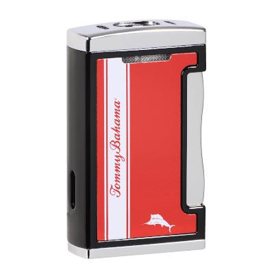 Tommy Bahama Regatta Collection Lighter, a stylish black and red portable lighter featuring the brand's logo and design elements