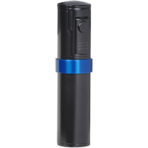 Rocky Patel Diplomat 5 Flame Lighter with Built in Cutter, black and blue cigar lighter with multiple flame outlets and integrated cutter for cigars.