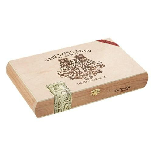 The Wise Man Maduro 'El Gueguense' Cigars, wooden cigar box with Ashlared illustration and a dollar bill attached.