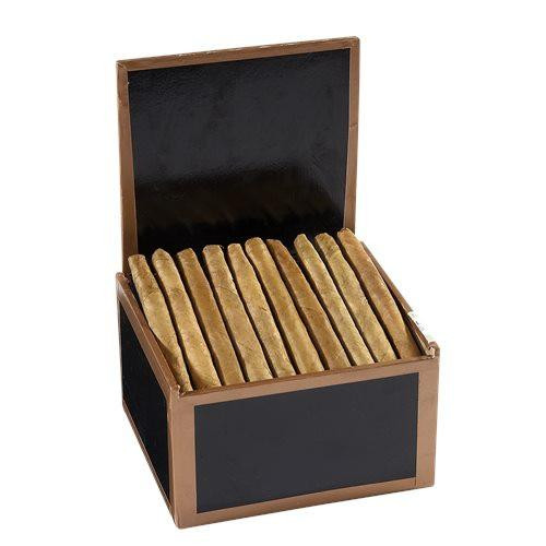 Shrapnel Natural Cigars, a wooden box containing several natural cigars arranged in a row.
