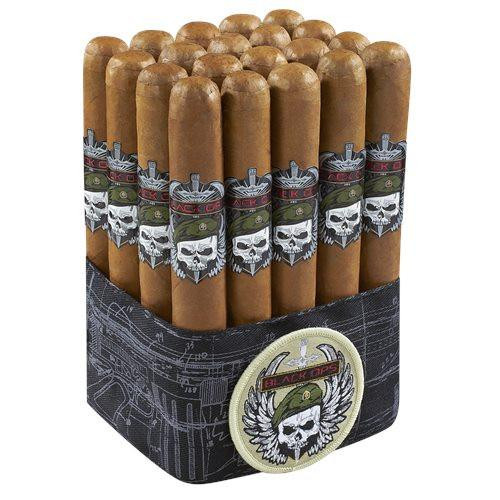 Black Ops Connecticut Cigars 20Ct. Pack, a collection of 20 cigars with branded labels, in a black patterned box featuring a skull and military-themed design.