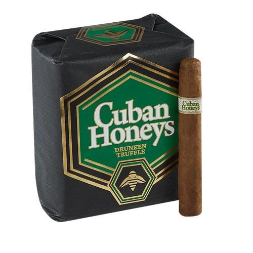Cuban Honeys Drunken Truffle Cigars 24Ct. Pack, box of cigars with a single cigar placed next to the packaging.