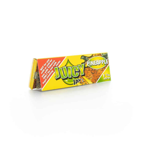 Juicy Jay Rolling Papers Pineapple 1 1/4 24Ct, colorful pack of rolling papers with pineapple flavor branding.