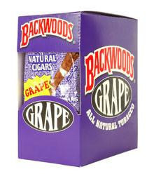 Altadis Backwoods Grape Cigars 8/5Ct, a purple box featuring Backwoods Grape logo and an image of a grape-flavored cigar.